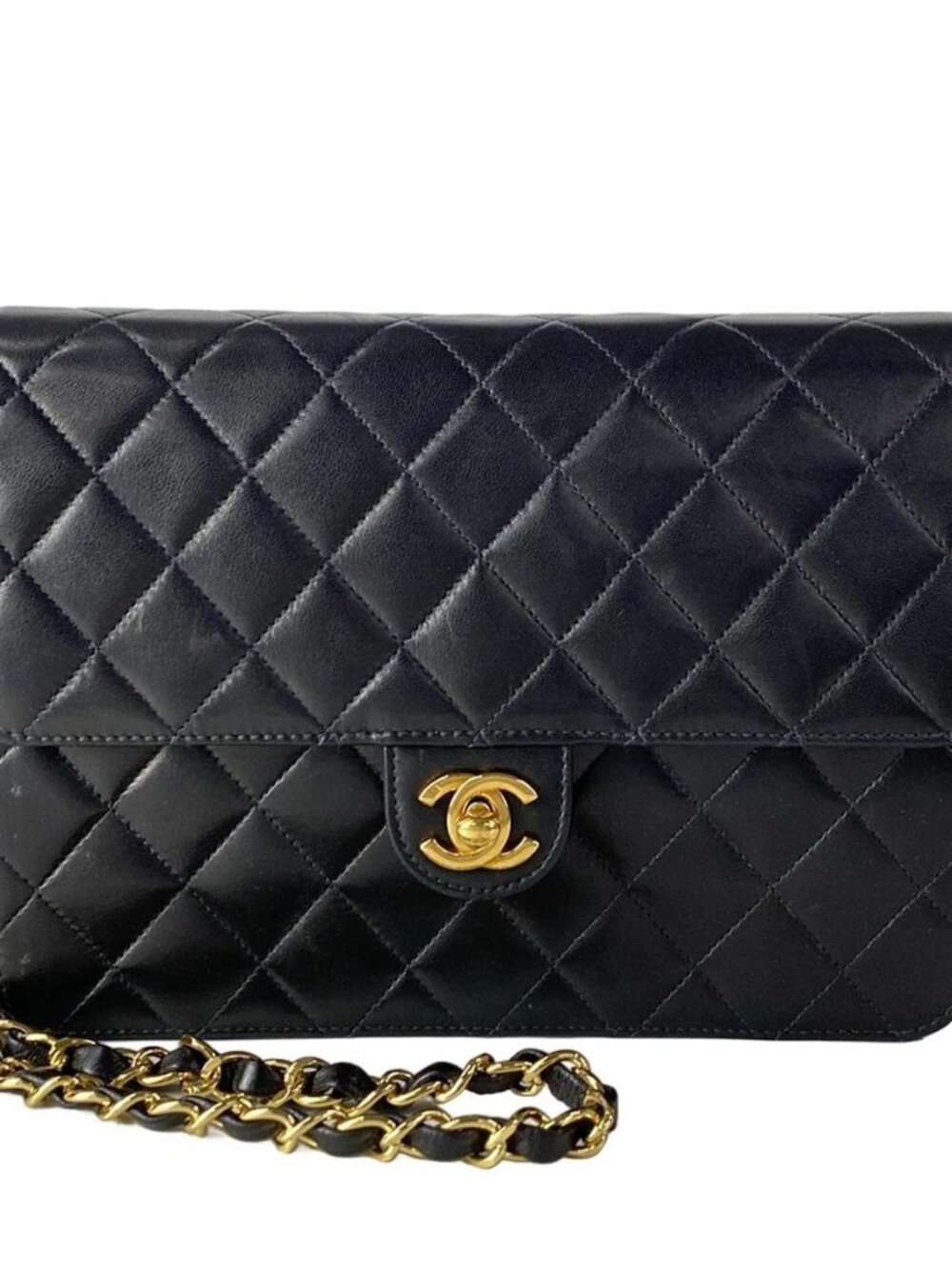 CHANEL Single Flap Matelasse A03569 Black Lambskin Shoulder Bag Gold hardware